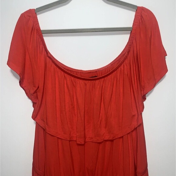 Lane Bryant Convertible Off-The-Shoulder Romper Size 26/28 Orange Red - Picture 2 of 6